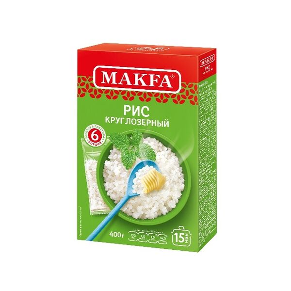 Рис Makfa шлифованный круглозерный 400 г