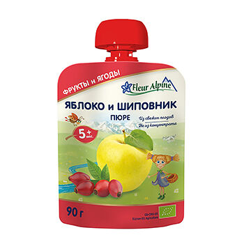 Пюре Fleur Alpine яблоко-шиповник с 5 месяцев пауч