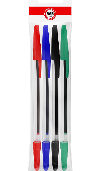 Набор ручек шариковых 365 Дней 4 цвета, 4шт