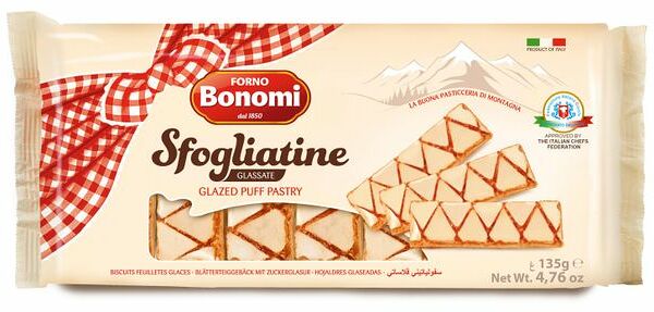 Печенье Bonomi Sfogli Glass слоеное в глазури 135г