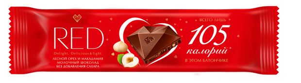 

Шоколад молочный Red Delight с фундуком и макадамией 26 г