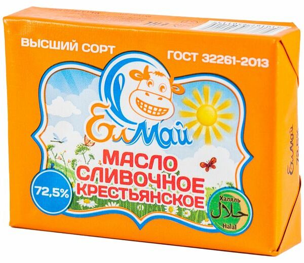 Масло сливочное Елмай Крестьянское 72.5% 180г