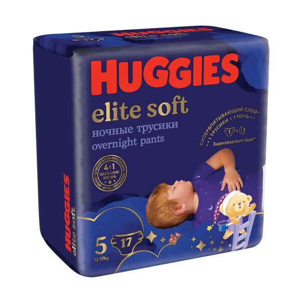 Трусики-подгузники Huggies Elite Soft размер 5 12-17 кг 17 шт