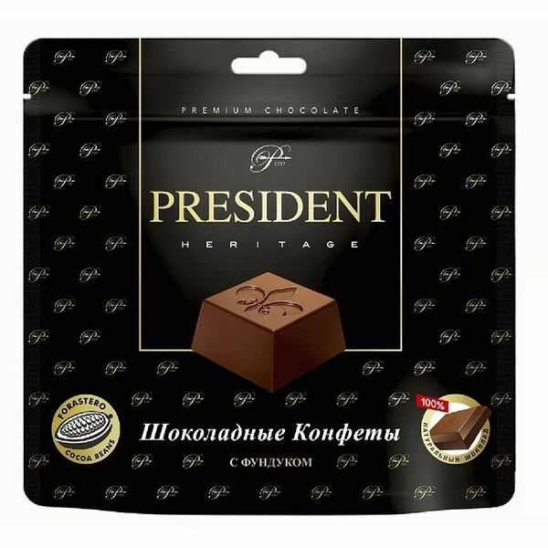 Конфеты President Heritage шоколадные с фундуком, 110г