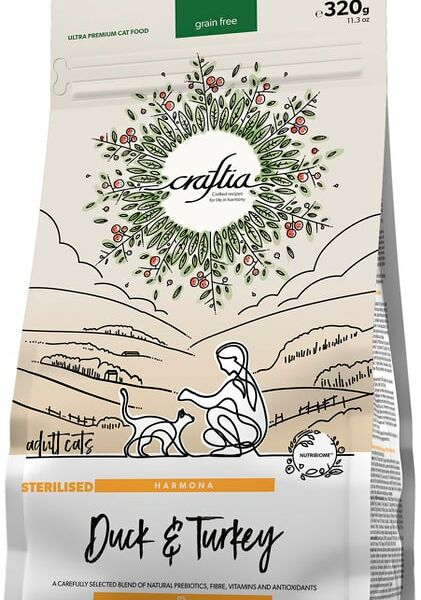 Сухой корм для кошек Craftia Harmona для стерилизованных из утки и индейки 320г