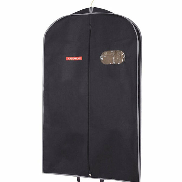 Чехол для одежды объемный с овальным окном ПВХ и ручками черный 60х100х10 см ТМ Hausmann 