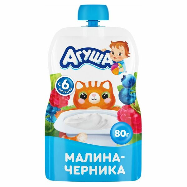 Творог малина-черника с 6 месяцев 4% ТМ Агуша