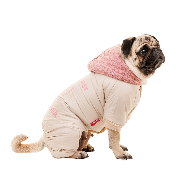 Комбинезон с капюшоном для собак M бежевый (девочка)