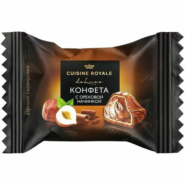 Конфета Cuisine Royale вафельная с ореховой начинкой в молочном шоколаде вес