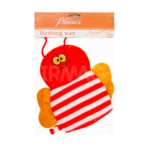 Мочалка-варежка детская д/тела Пчелка красная KM-217-A