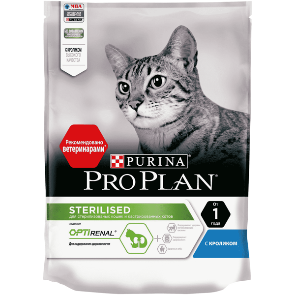 Корм для стерилизованных кошек Purina Pro Plan Sterilised для профилактики МКБ, с кроликом