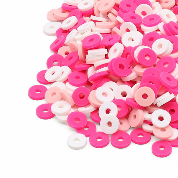 Бусины плоские из полимерной глины 6мм 20г, Astra&Craft(B24 малиново-белый микс)