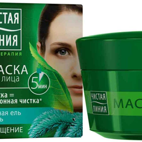 Маска для лица Очищение Чистая Линия Фитосалон Чёрная ель и уголь