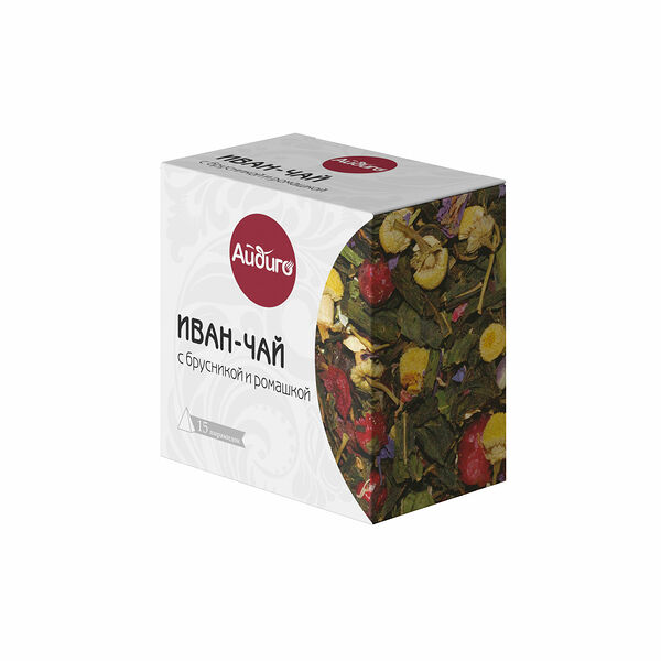 Чай травяной Айдиго Иван-чай с брусникой и ромашкой, в пирамидках, 15шт 30г
