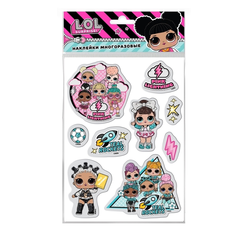 

Наклейки гелевые многоразовые 6 серия, L.O.L. Surprise!, 1 шт., Россия
