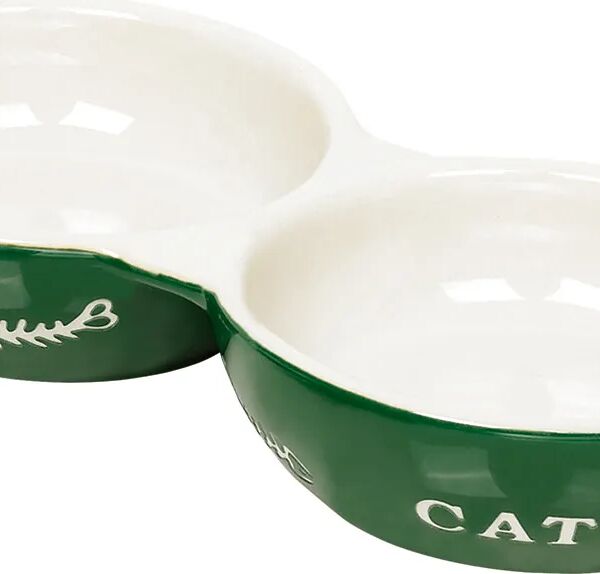 Миска керамическая двойная 2*0,2л зеленая CAT NOBBY