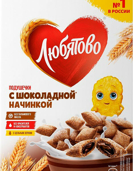 Готовый завтрак Любятово Подушечки с шоколадной начинкой