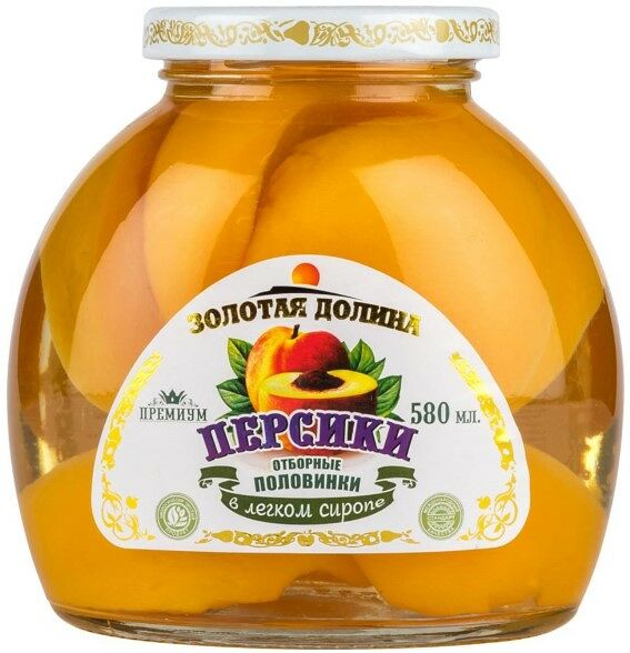Персики отборные Золотая долина половинки в лёгком сиропе