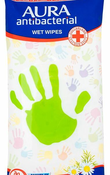 Салфетки влажные Aura антибактериальные, ромашка, 20 шт.