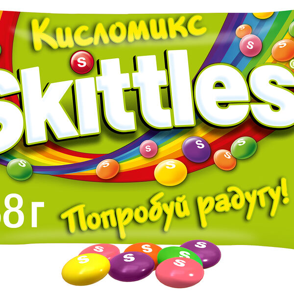 Skittles Кисломикс жевательные конфеты в разноцветной сахарной глазури, 38г