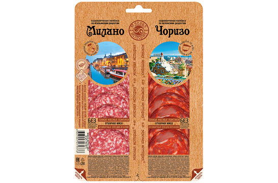 Колбаса Милано/Чоризо с/к п/с мясн изд колб 100г Иней