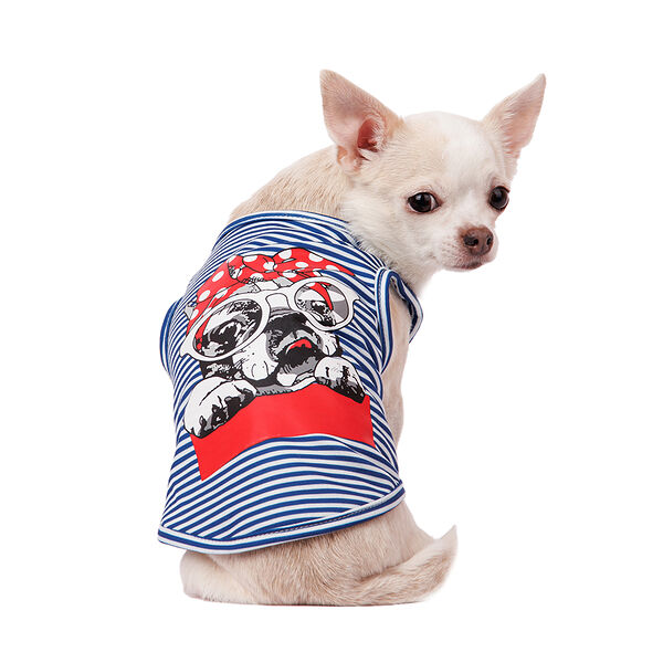 Футболка для собак с собачкой S голубой (унисекс)