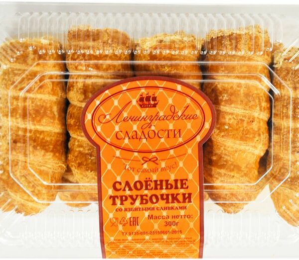 Пирожные Ленинградские сладости Слоеные трубочки со взбитыми сливками 300г