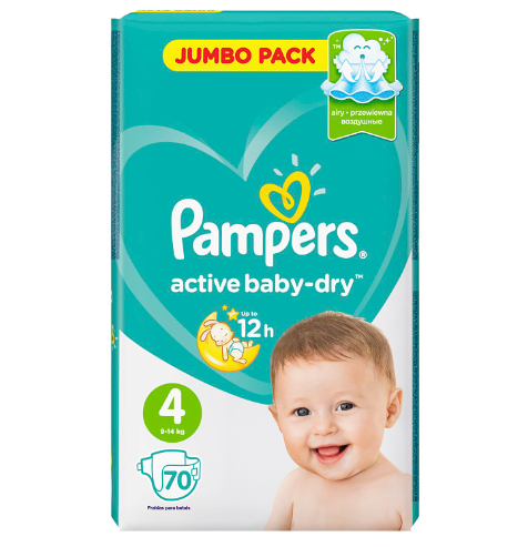 Подгузники Pampers Active Baby-Dry Jumbo 4 maxi (9-14 кг) 70 шт.