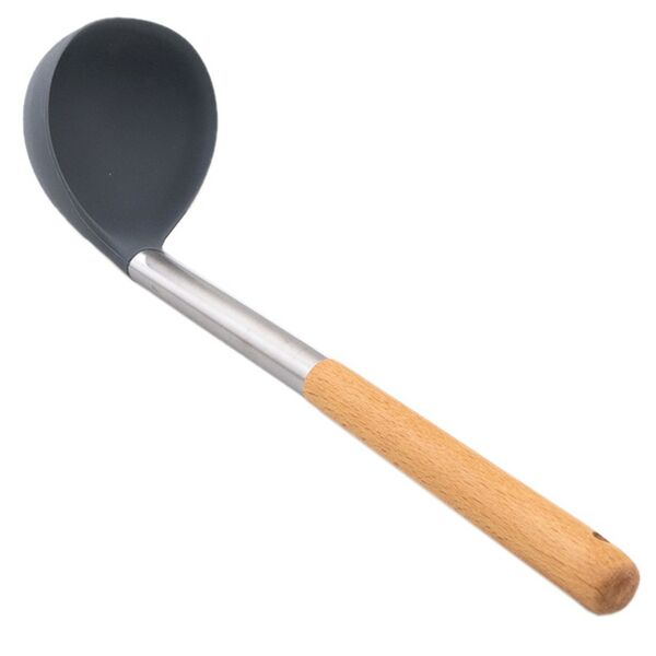 Половник, 34х8.5 см, дерево/силикон/нерж. сталь