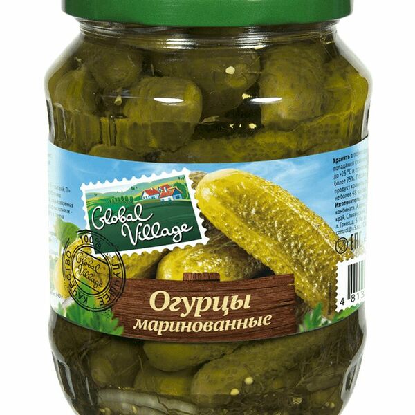 Огурцы Global Village целые маринованные 720г