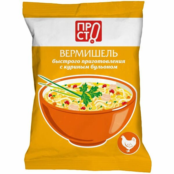 Вермишель быстрого приготовления с куриным бульоном Пр!ст, 60г