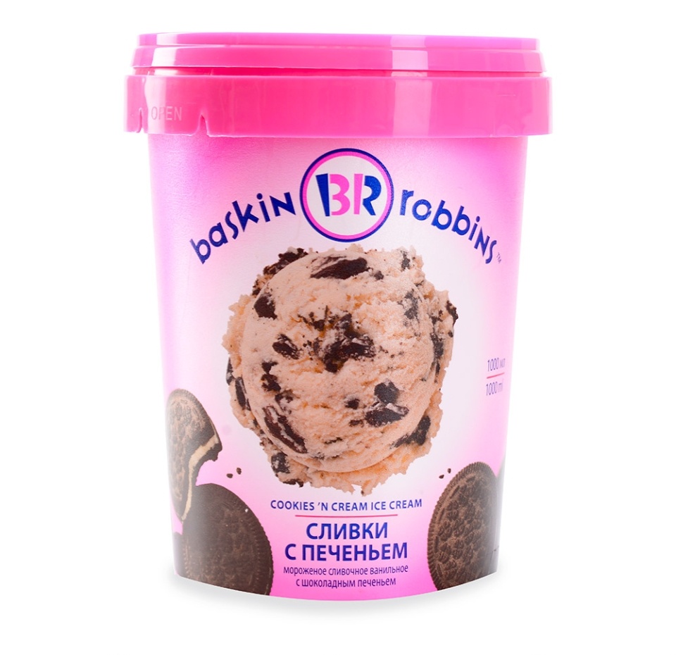 

Мороженое сливочное Baskin Robbins Сливки с печеньем ванильное, 1 л