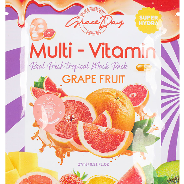 Маска для лица Grace Day Multi-Vitamin Grape Fruit Mask с экстрактом грейпфрута тканевая, 27мл