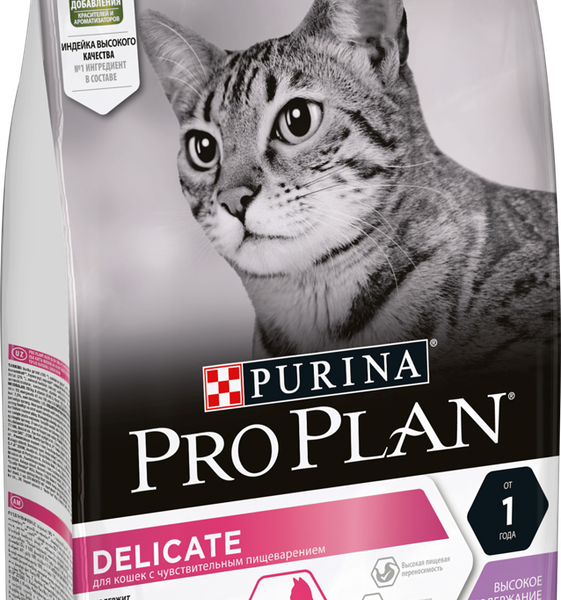 Корм сухой для взрослых кошек PURINA PRO PLAN Adult Индейка, при чувствительном пищеварении или с особыми предпочтениями в еде