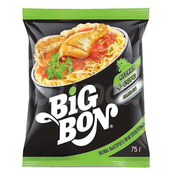 Лапша б/п Big Bon 75гр Курица Соус сальса пакет