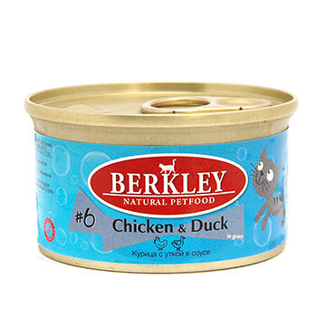 Корм для кошек BERKLEY №6 Курица с уткой в соусе банка, 85г