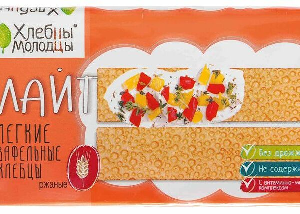 Хлебцы Хлебцы Молодцы Лайт ржаные вафельные без дрожжей хрустящие 70г