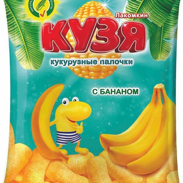 Шарики кукурузные КУЗЯ ЛАКОМКИН со вкусом банана, 100г