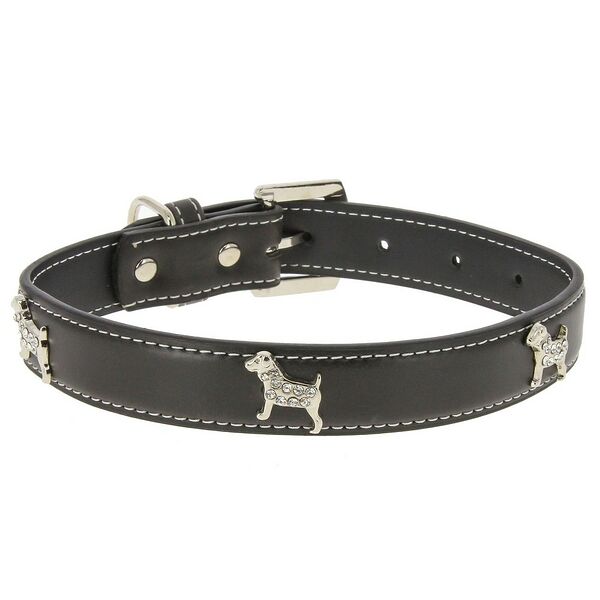Ошейник для собак КАСКАД  Колибри  с украшениями  Собака со стразами  25ммх50см черный