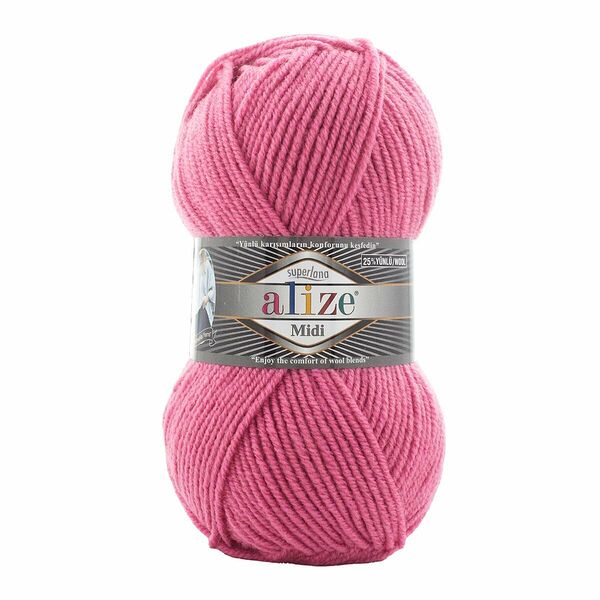 Пряжа ALIZE 'SUPERLANA MIDI' 100гр. 170м (25% Шерсть - 75% Aкрил)(178 темно-розовый)