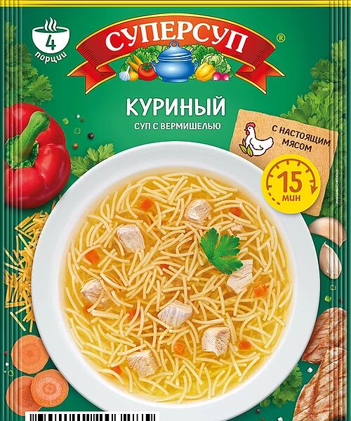 Суп куриный Суперсуп с настоящим мясом