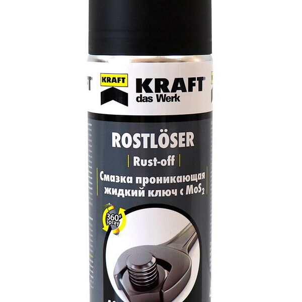 Смазка проникающая Kraft Жидкий ключ с MoS2 в аэрозольной упак 400мл