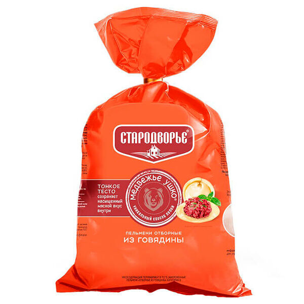 Пельмени медвежье ушко 900г для варки из говядины