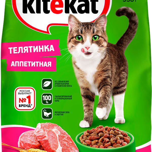 Сухой корм для кошек Kitekat Телятинка Аппетитная