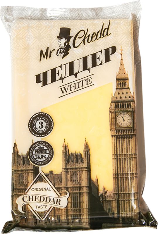 

Сыр полутвердый Mr. Chedd Чеддер White 45%, 3 месяца выдержки 200 г