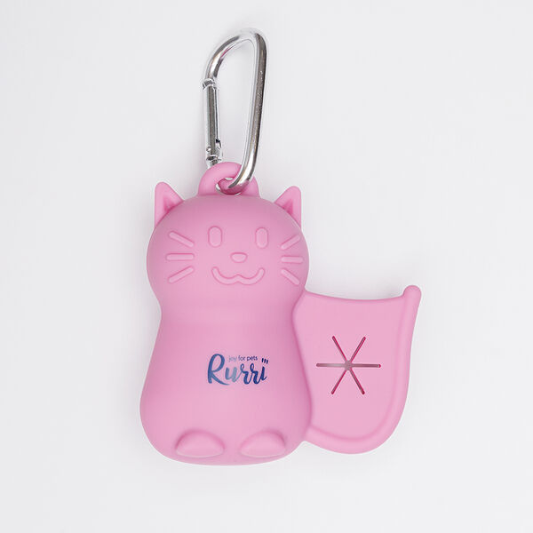 Диспенсер силиконовый для пакетов Кошечка, 8,5х8,5х4,3 см, сиреневый