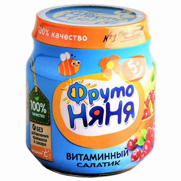Фруктовое пюре Фрутоняня Витаминный салатик Клюква-шиповник-яблоко с 5 месяцев