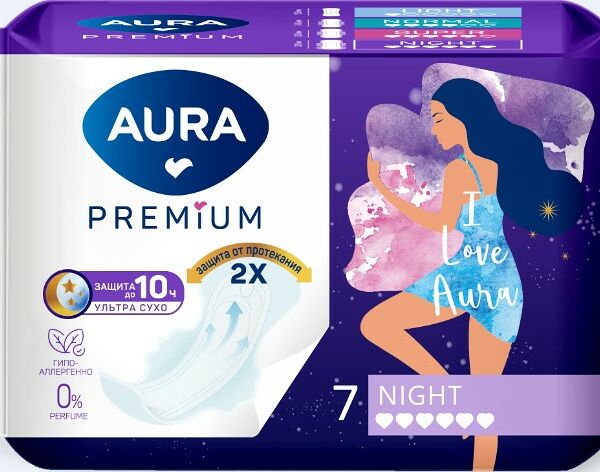 Прокладки аура премиум 7 шт найт