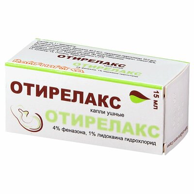 Отирелакс капли ушные 1% + 4% 15 мл
