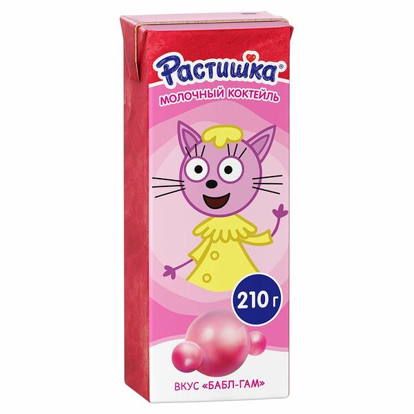 Коктейль молочный Растишка Paw Patrol бабл-гам 2% ультрапастеризованный, от 3 лет